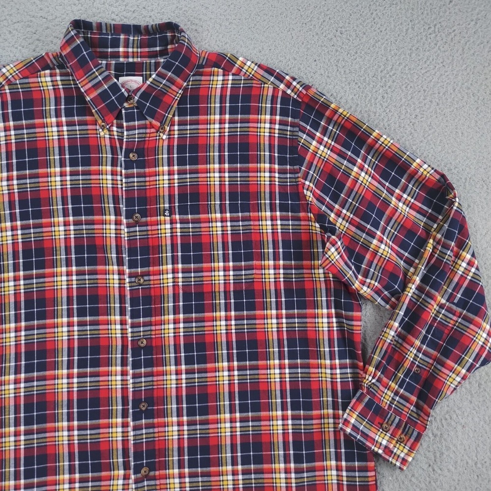 Brooks Brothers Flannel Shirt Mens L Red Blue Plaid 346 Original Polo Button Up